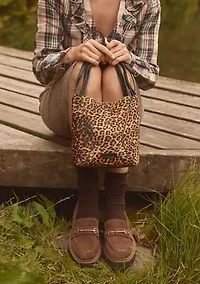 Jovee Leopard Haircalf Bracelet Bag