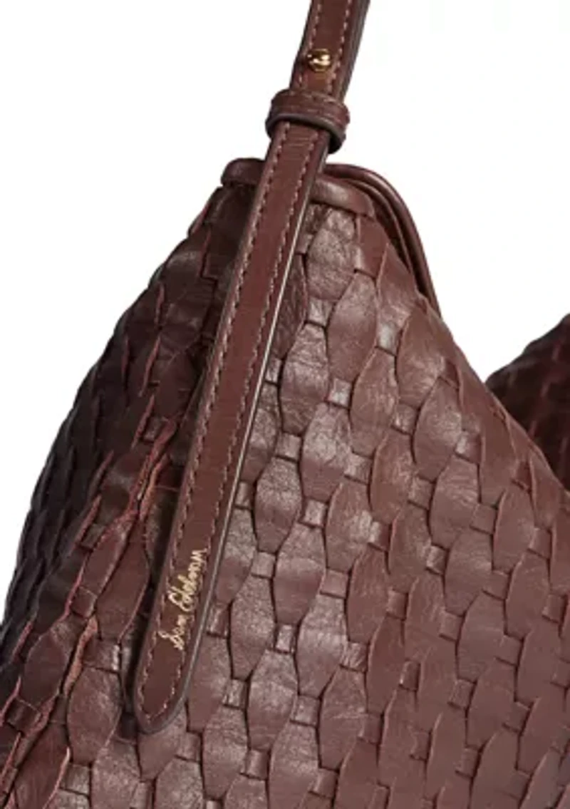 Petty Basket Weave Leather Shoulder Bag