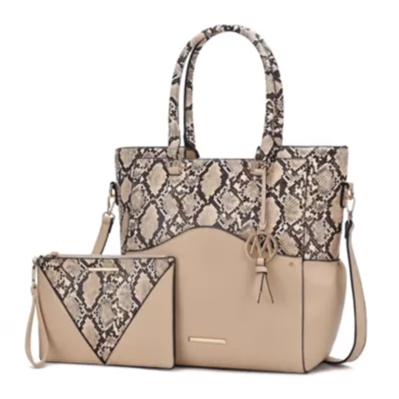 Iris Snake Tote Bag with Wristlet
