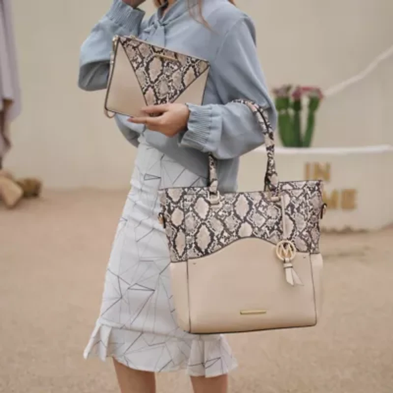 Iris Snake Tote Bag with Wristlet