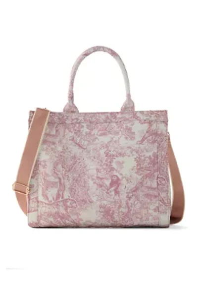 Toile Printed Canvas Tote