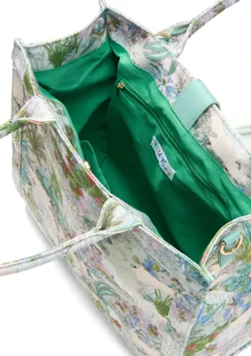 Toile Printed Canvas Tote