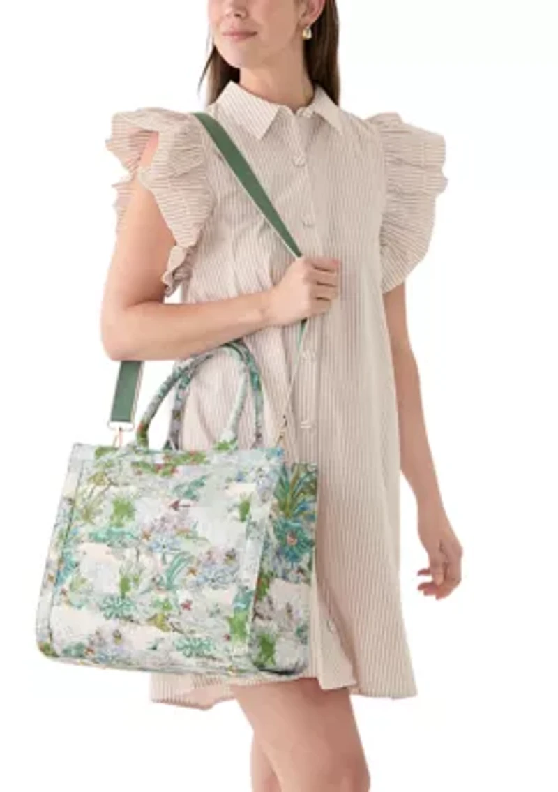 Toile Printed Canvas Tote