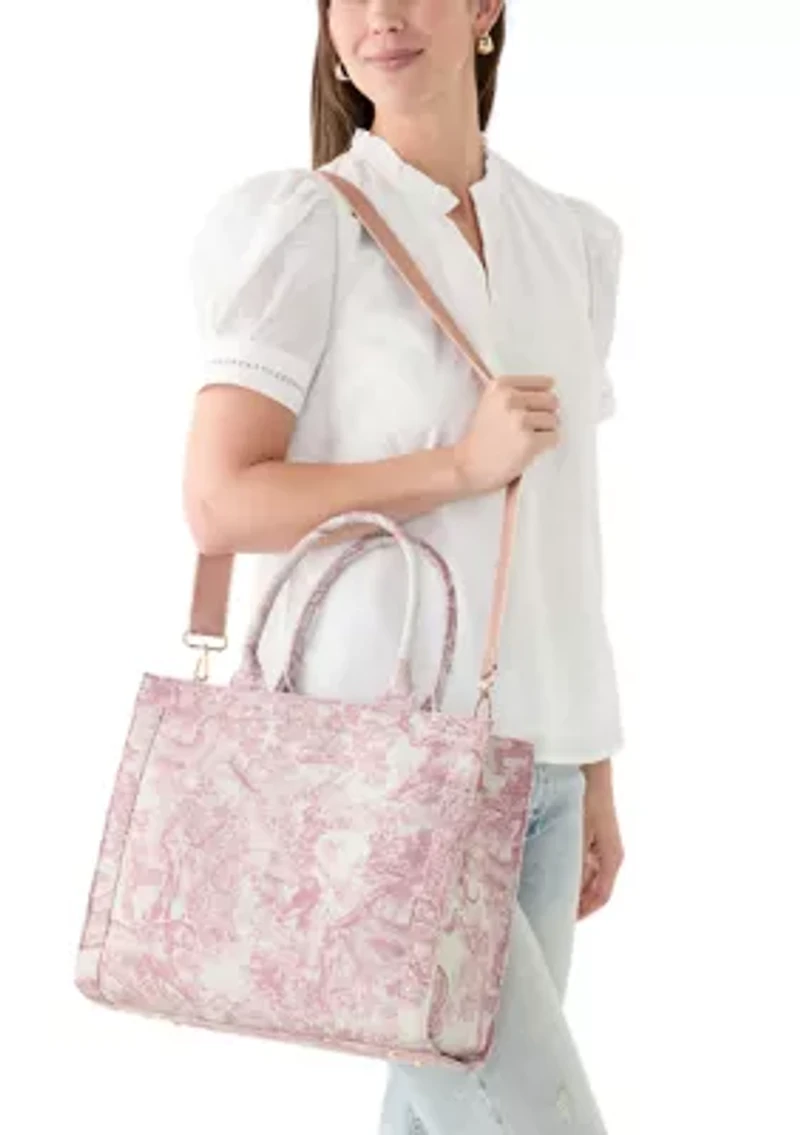 Toile Printed Canvas Tote