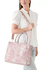 Toile Printed Canvas Tote