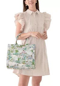 Toile Printed Canvas Tote