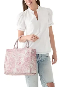 Toile Printed Canvas Tote
