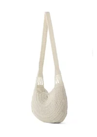 Large Macrame Crescent Hobo Bag