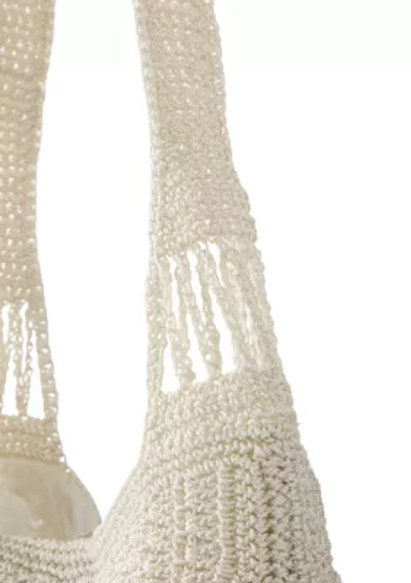 Large Macrame Crescent Hobo Bag