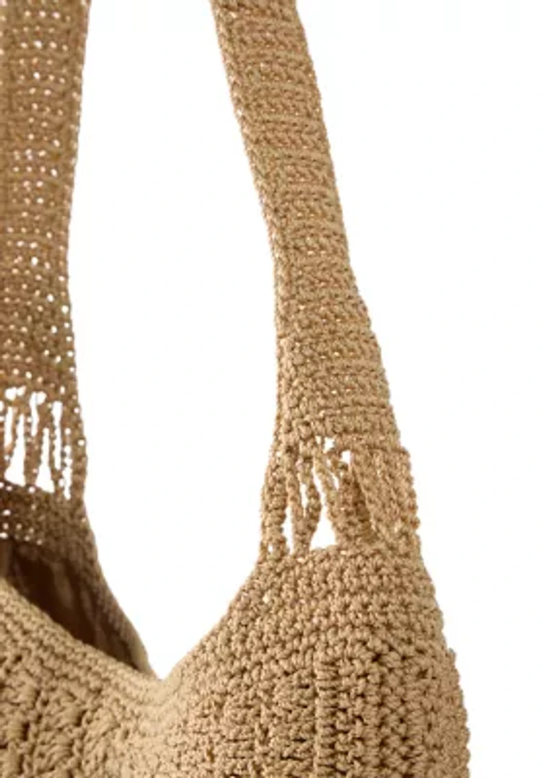 Large Macrame Crescent Hobo Bag