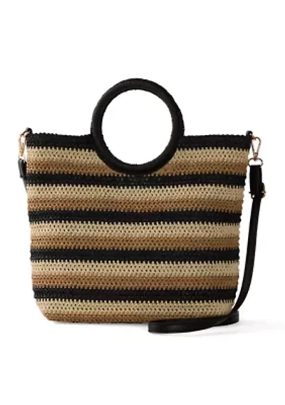 Striped Top Handle Ring Tote