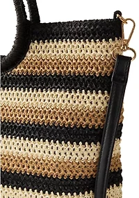 Striped Top Handle Ring Tote