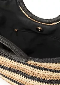 Striped Top Handle Ring Tote