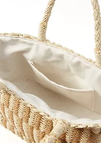 Patterned Medium Straw Tote