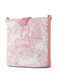 Toile Printed Canvas Crossbody Tote Bag