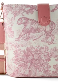 Toile Printed Canvas Crossbody Tote Bag