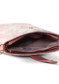 Toile Printed Canvas Crossbody Tote Bag