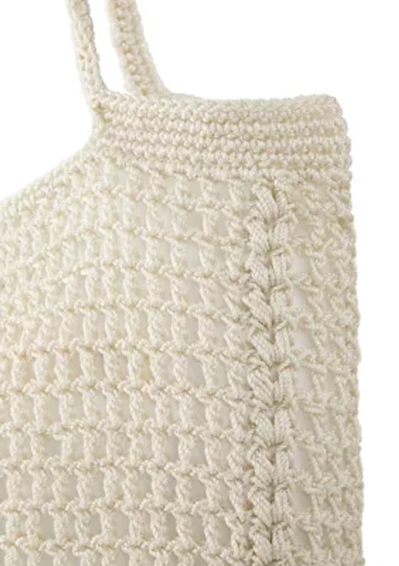 Large Macrame Crescent Tote Bag