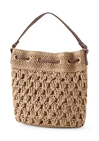 Straw Drawstring Bucket Bag