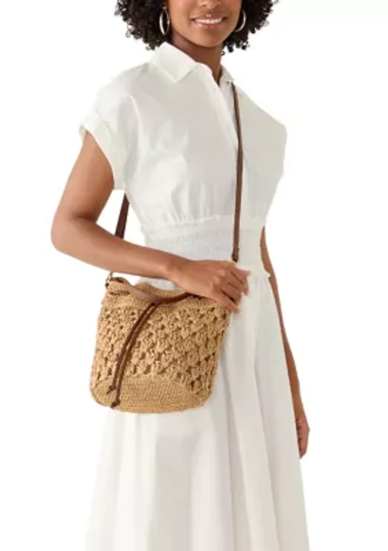 Straw Drawstring Bucket Bag
