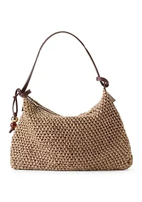Straw Hobo Bag with Bead Hangoff