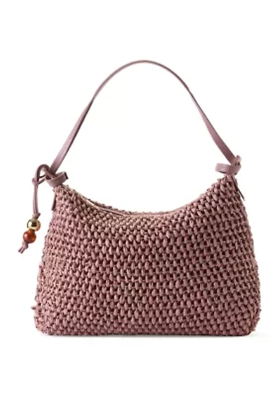 Straw Hobo Bag with Bead Hangoff