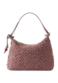 Straw Hobo Bag with Bead Hangoff
