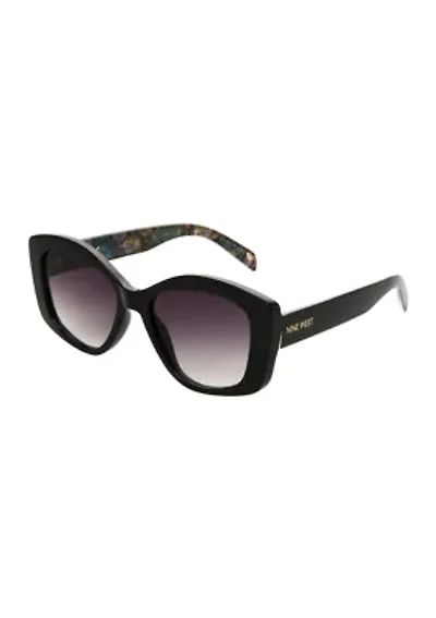 Bold Oval Frame Cat Eye Sunglasses