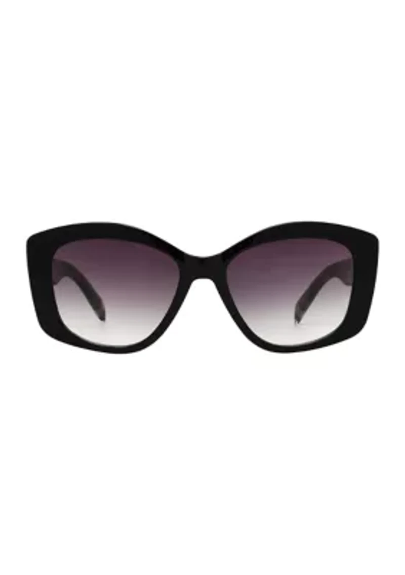 Bold Oval Frame Cat Eye Sunglasses