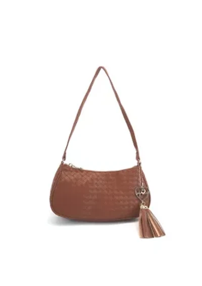 Ash Heart Tassel Woven Shoulder Bag