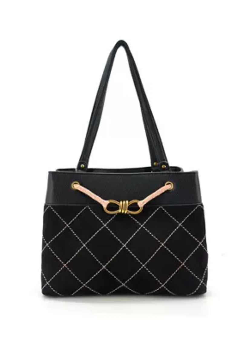 Velvet Knot Quilted Shoulder Tote