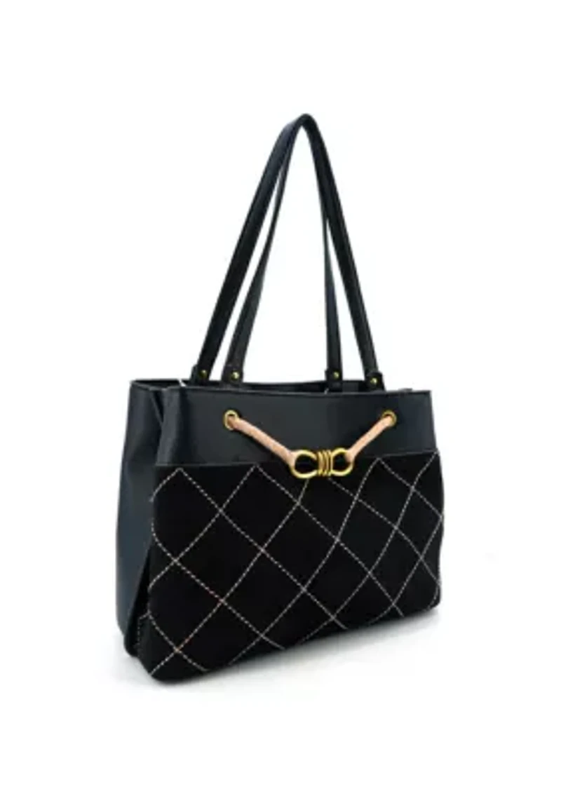 Velvet Knot Quilted Shoulder Tote
