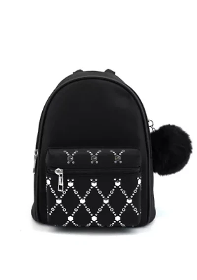Jasper Rhinestone Pom Pom Backpack