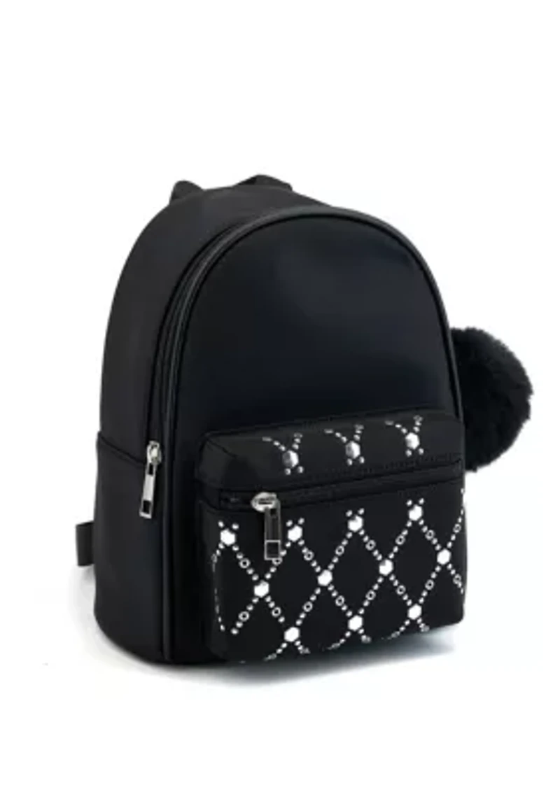 Jasper Rhinestone Pom Pom Backpack