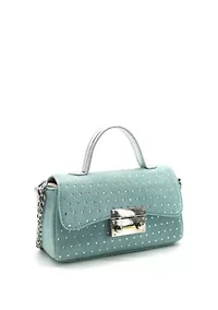 Beagle Studded Denim Crossbody Bag