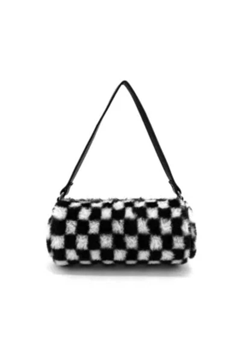 Jordan Checkered Faux Fur Shoulder Bag