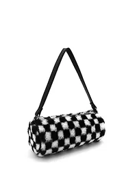 Jordan Checkered Faux Fur Shoulder Bag