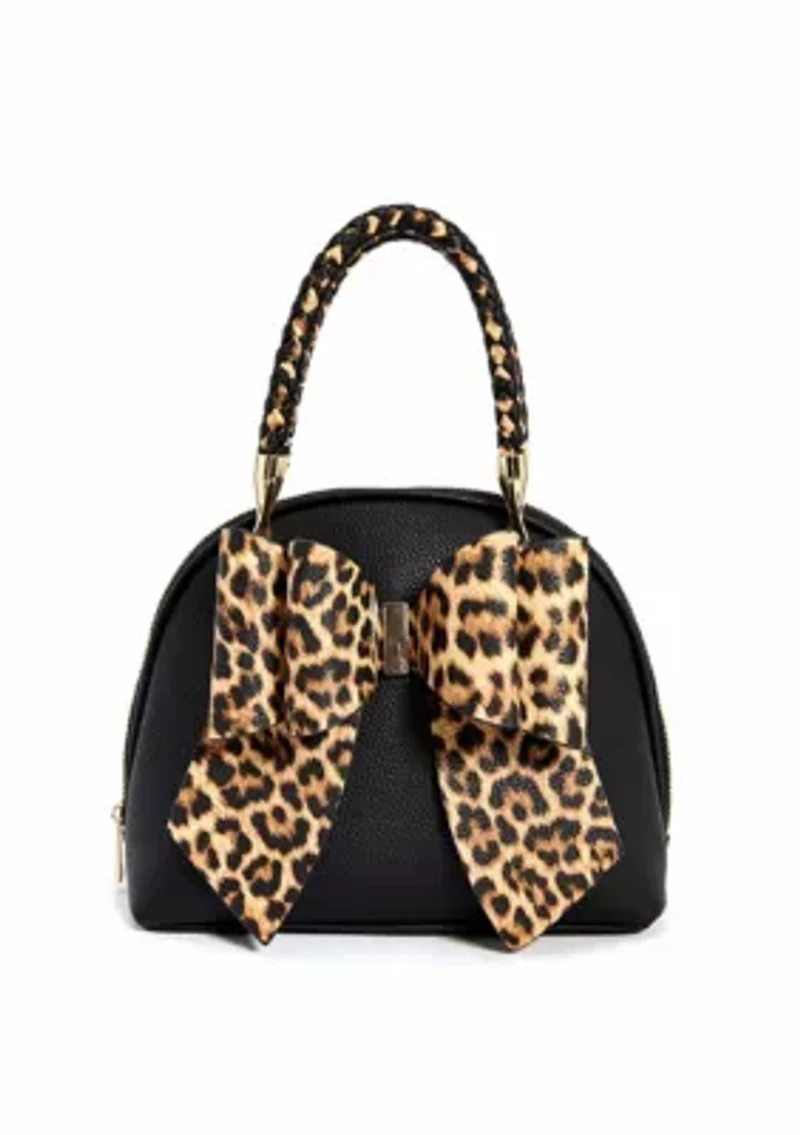 Leopard Top Handle Bow Bag
