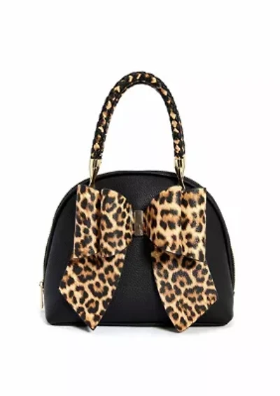 Leopard Top Handle Bow Bag