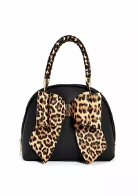 Leopard Top Handle Bow Bag