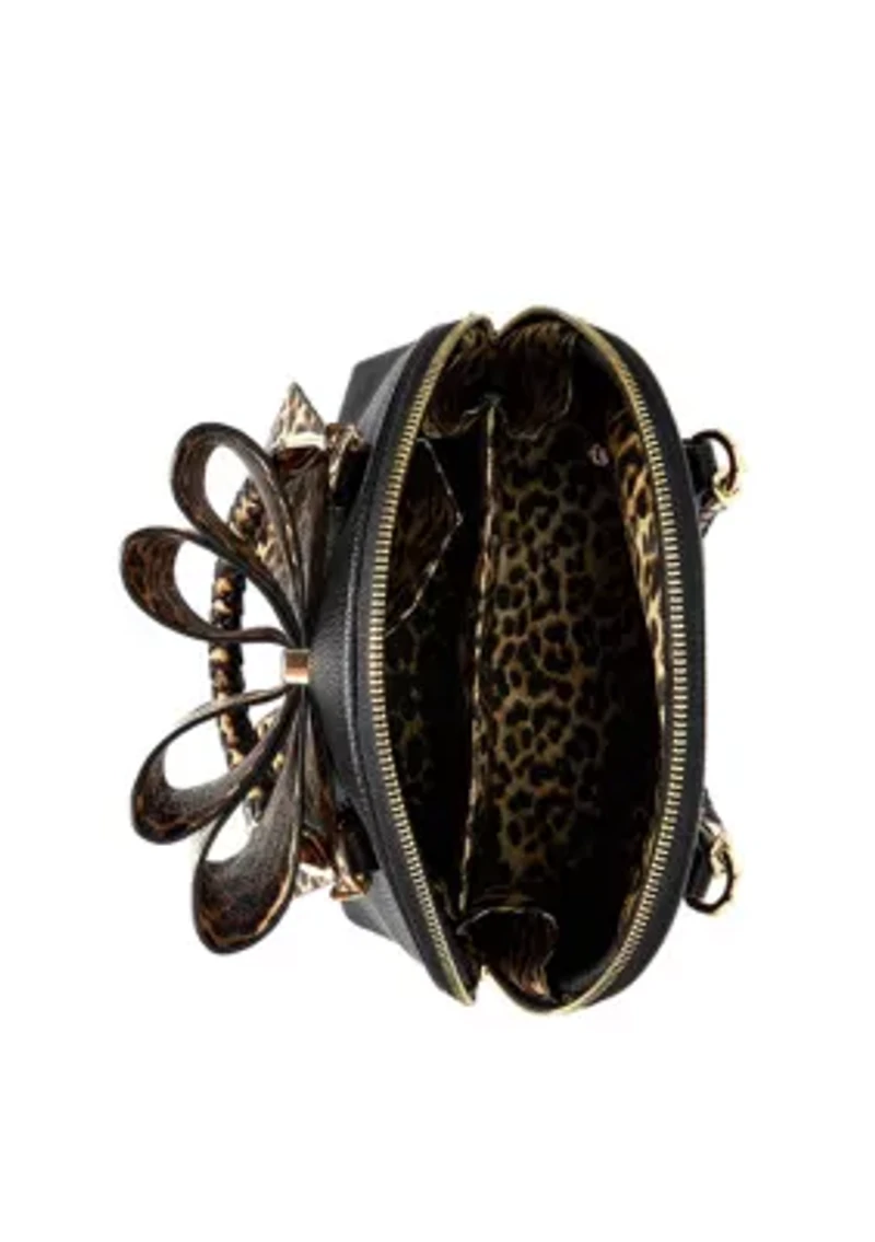 Leopard Top Handle Bow Bag