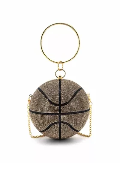 Dribble Rhinestone Basketball Clutch
