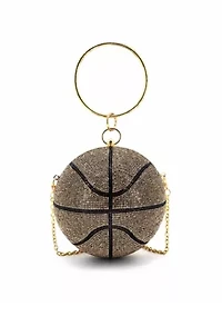 Dribble Rhinestone Basketball Clutch