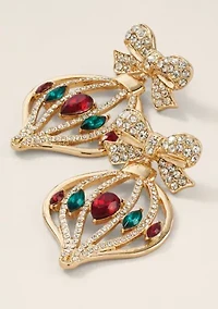 Sewing Down South x Crown & Ivy™  Pavé Bow Ornament Drop Earrings