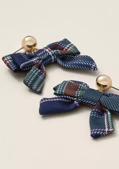 Sewing Down South x Crown & Ivy™ Green Plaid Bow Earrings