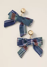 Sewing Down South x Crown & Ivy™ Green Plaid Bow Earrings