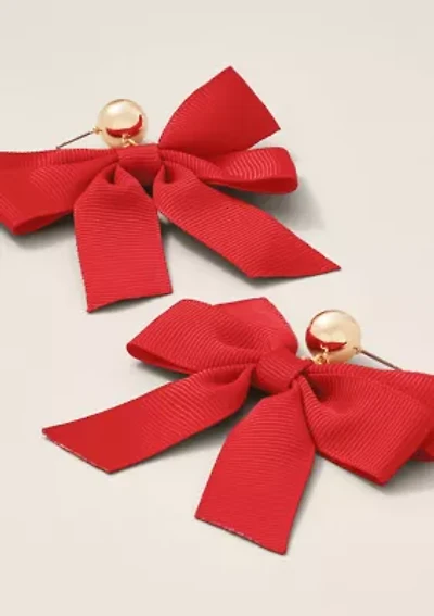 Sewing Down South x Crown & Ivy™ Red Ribbon Bow Earrings