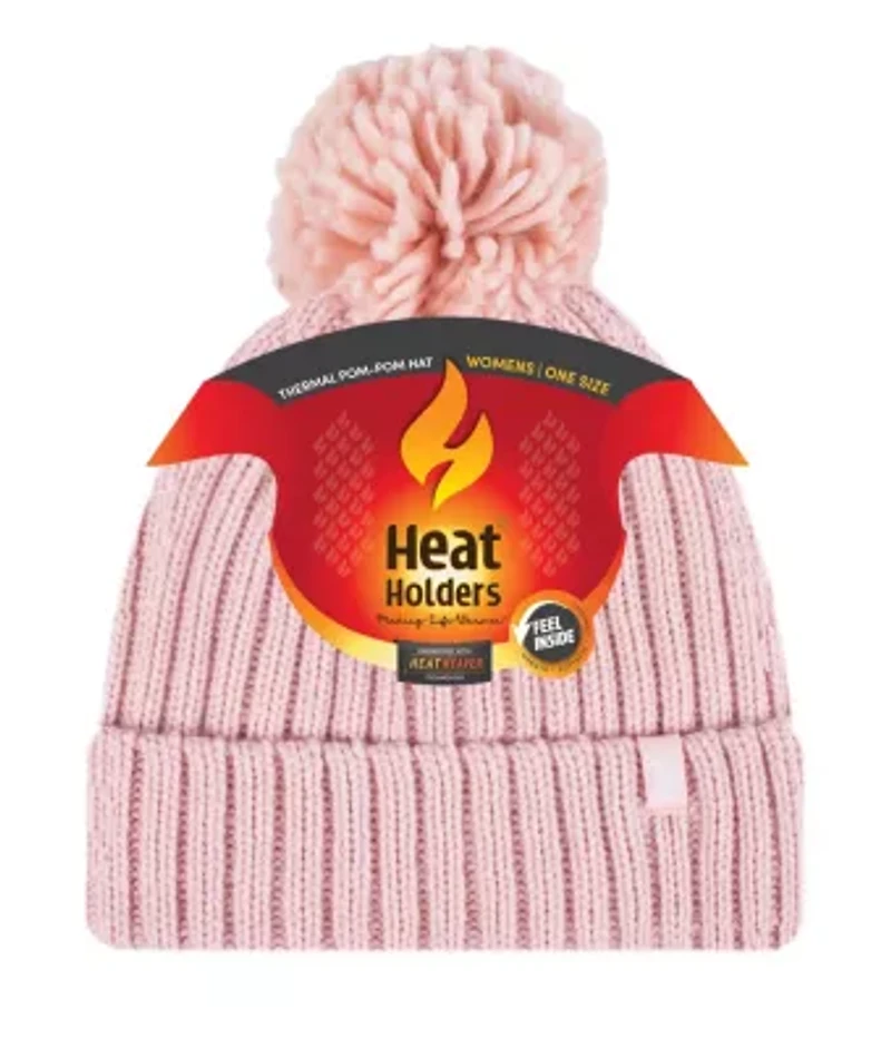 Arden Ribbed Knit Roll Up Hat w/Pom Pom