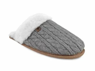 Aria Cable Knit Faux Fur lined Scuff Slippers