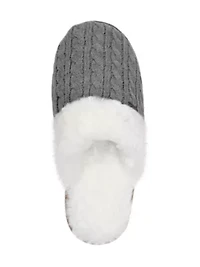 Aria Cable Knit Faux Fur lined Scuff Slippers
